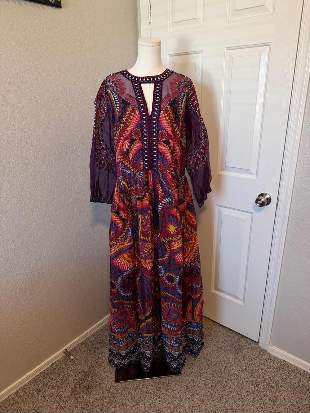 By Anthropologie dress maren embroidered Boho maxi dress 20W - Picture 3 of 6